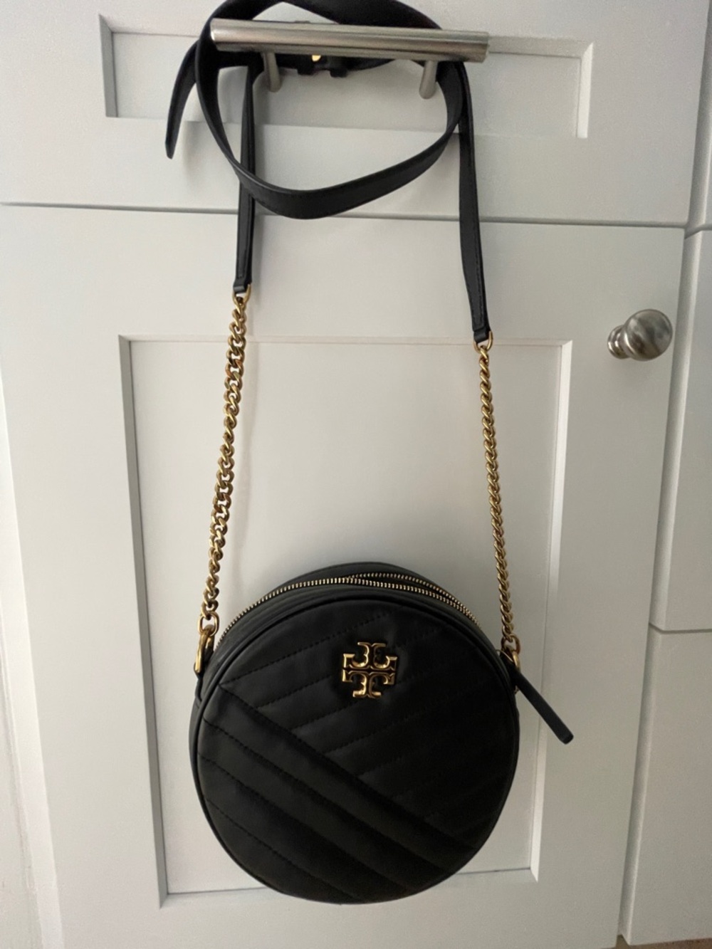 Tory Burch Kira Chevron Leather Circle Crossbody Bag
